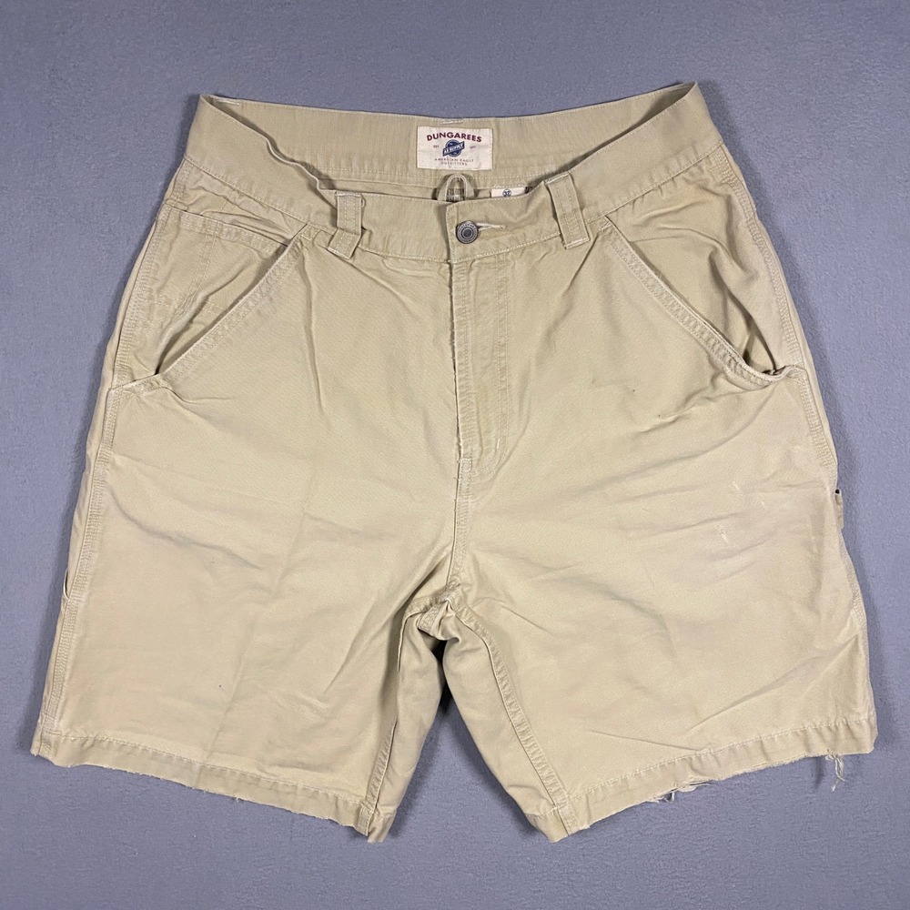 American Eagle Dungarees Carpenter Shorts Mens 32 Tan Khaki Canvas Utility Work
